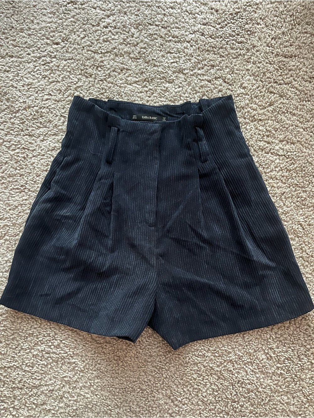 Zara Black High-Waist Corduroy Shorts